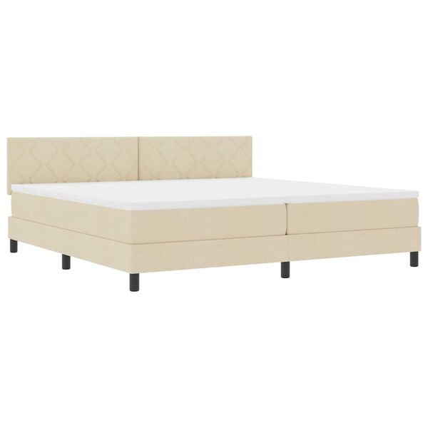vidaXL Cama Box com colch&atilde;o com led Creme 200 x 200 cm tecido