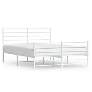 vidaXL Estrutura de cama com cabeceira e p&eacute;s 120x200 cm metal branco