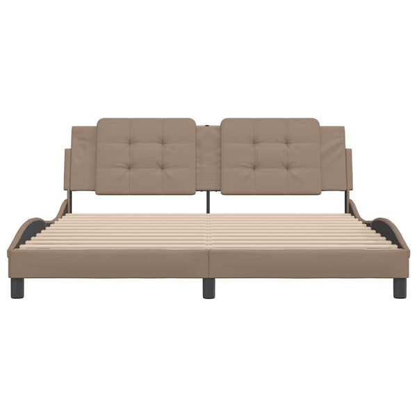 vidaXL Estrutura de cama sem colch&atilde;o Zadar 180x200 cm couro artificial cappuccino