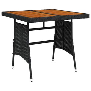 vidaXL Mesa de jardim 70x70x72 cm vime PE e ac&aacute;cia maci&ccedil;a preto