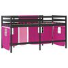 vidaXL Cama alta p/ crian&ccedil;a c/ cortinas 80x200 cm pinho maci&ccedil;o rosa