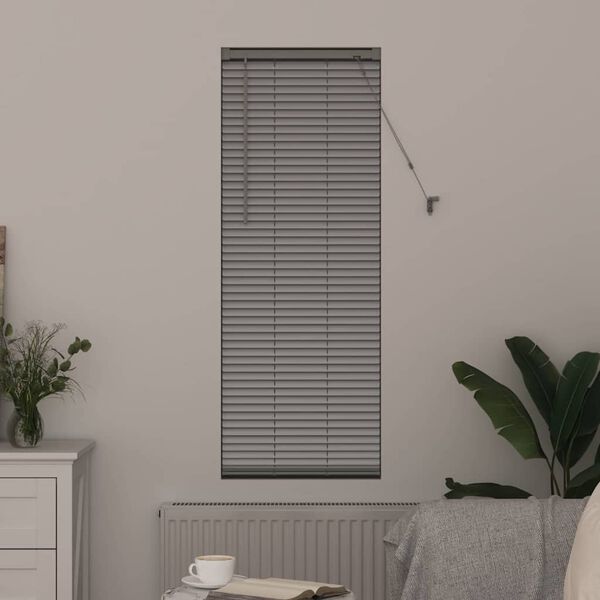 vidaXL Persianas venecianas com cortinas Prateado 130 x 40 cm Alum&iacute;nio