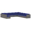 vidaXL 11 pcs conjunto lounge de jardim c/ almofad&otilde;es vime PE cinzento