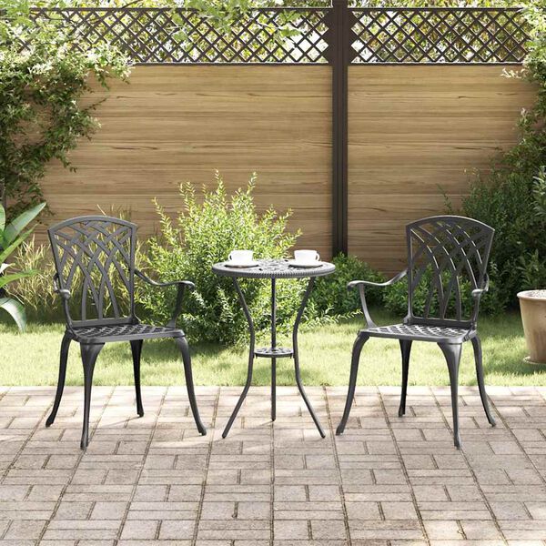 vidaXL Cadeira de Jardim 2 pcs Preto 55 x 56.5 x 91cm Alum&iacute;nio