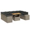 vidaXL 10 pcs conjunto sof&aacute;s de jardim c/ almofad&otilde;es vime PE cinzento
