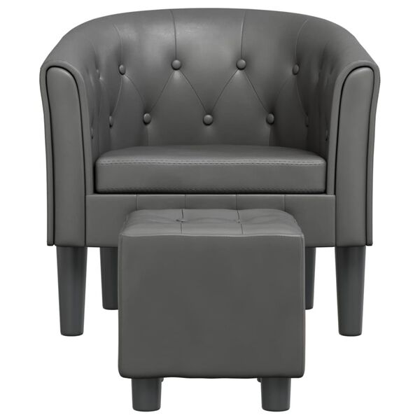 vidaXL Poltrona com apoio de p&eacute;s couro artificial cinzento