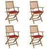 vidaXL Cadeiras de jardim dobr&aacute;veis c/ almofad&otilde;es 4 pcs ac&aacute;cia maci&ccedil;a