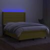 vidaXL Cama box spring c/ colch&atilde;o e LED 140x200 cm tecido verde