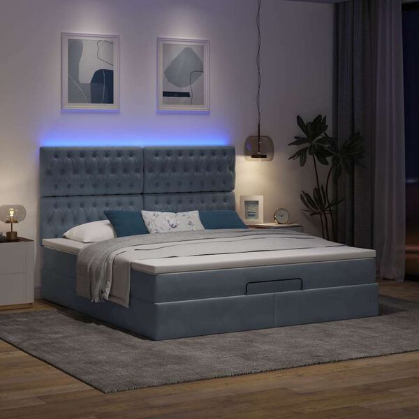 vidaXL Estrutura cama otomana colch&otilde;es 160x200 cm cinzento escuro
