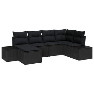 vidaXL Conjunto de Sof&aacute; de Jardim com almofada 6 pcs Preto vime PE