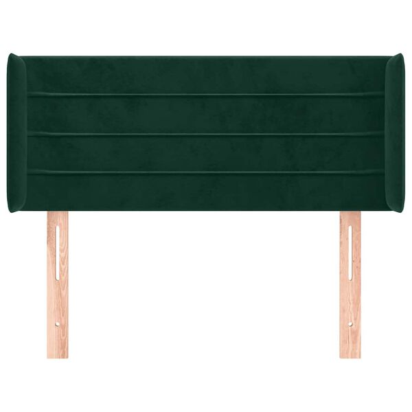 vidaXL Cabeceira de cama c/ abas veludo 93x16x78/88 cm verde-escuro