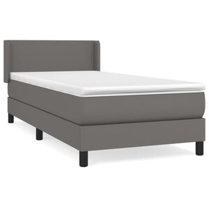 vidaXL Cama com molas/colch&atilde;o 80x200 cm couro artificial cinza