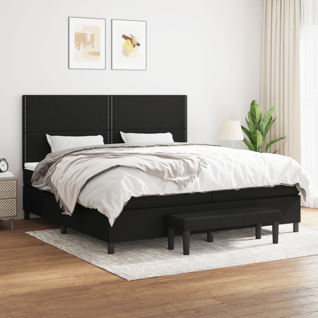 vidaXL Cama com molas/colchão 200x200 cm tecido preto