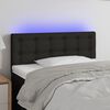 vidaXL Cabeceira de cama c/ luzes LED tecido 100x5x78/88 cm preto