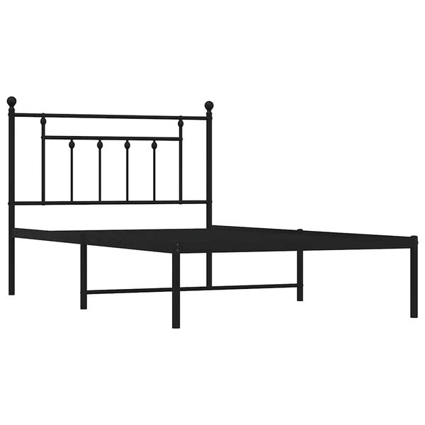 vidaXL Estrutura de cama com cabeceira 100x200 cm metal preto