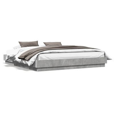 vidaXL Estrutura de cama com luzes LED 180x200 cm cinzento cimento