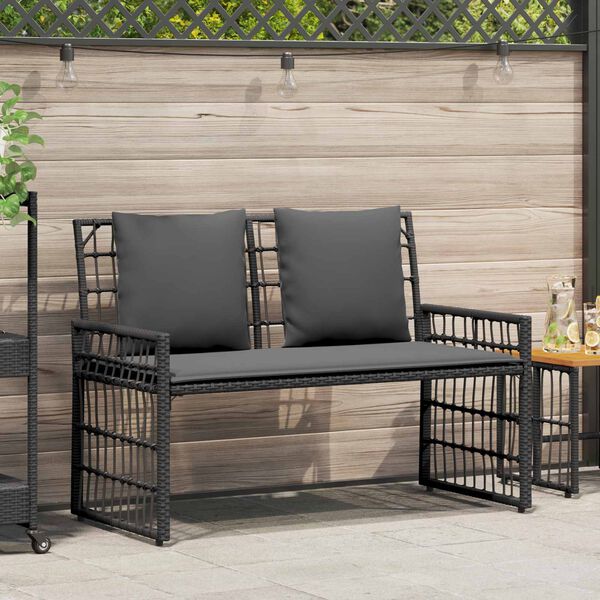 vidaXL Banco de exterior Liso Preto e Cinza Escuro 116 x 55 x 82 cm