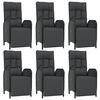 vidaXL 7 pcs conjunto de jantar p/ jardim c/ almofad&otilde;es vime PE preto