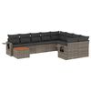 vidaXL 10 pcs conjunto sof&aacute;s de jardim c/ almofad&otilde;es vime PE cinzento