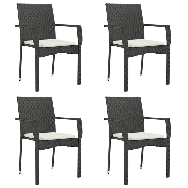 vidaXL 5 pcs conjunto de jantar p/ jardim c/ almofad&otilde;es vime PE preto