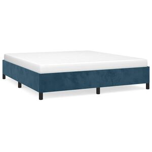 vidaXL Estrutura de cama sem colch&atilde;o 160x200 cm veludo azul-escuro