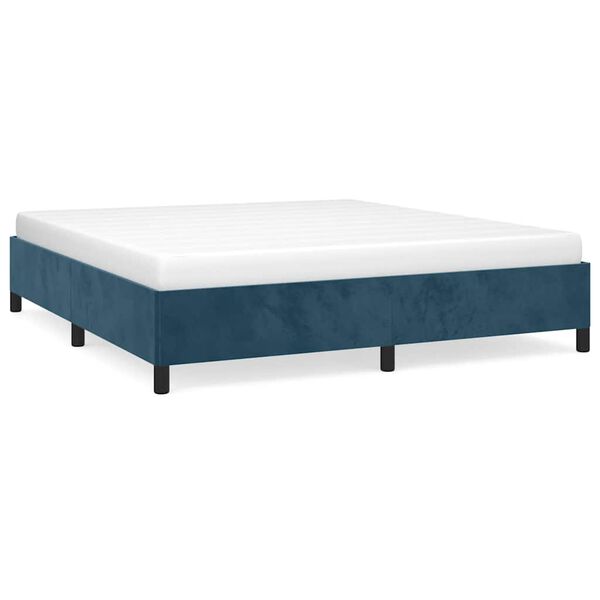 vidaXL Estrutura de cama sem colch&atilde;o 160x200 cm veludo azul-escuro
