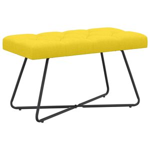 vidaXL Banco com bot&otilde;es estofados Amarelo Claro 80 x 40 x 46 cm Tecido