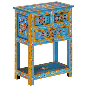 vidaXL Aparador 55x30x76 cm madeira de mangueira maci&ccedil;a turquesa