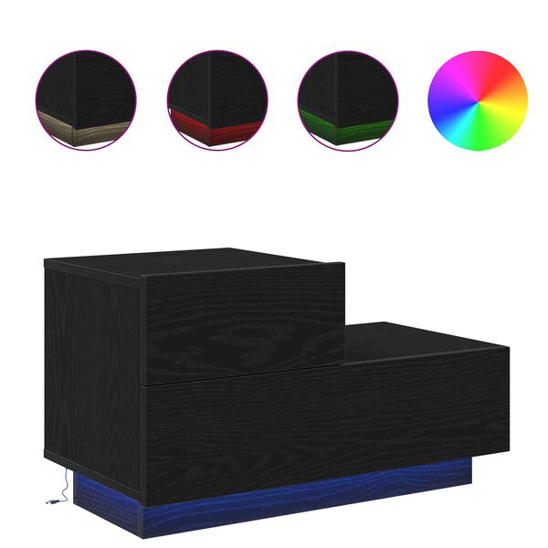 vidaXL Armário de Cabeceira Carvalho Preto 70 x 36 x 40,5 cm