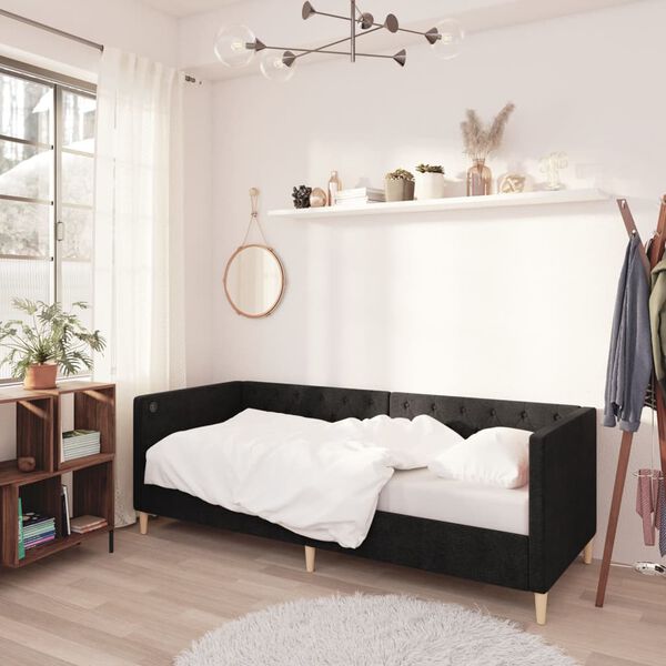 vidaXL Sof&aacute;-cama c/ colch&atilde;o e sa&iacute;da USB 90x200 cm tecido preto