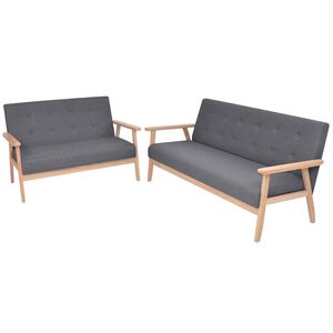 vidaXL Conjunto de sof&aacute;s 2 pcs tecido cinzento escuro
