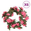 vidaXL Grinaldas de flores 6 pcs 240 cm vermelho rosado