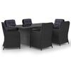 vidaXL 7 pcs conjunto de jantar para jardim vime PE preto