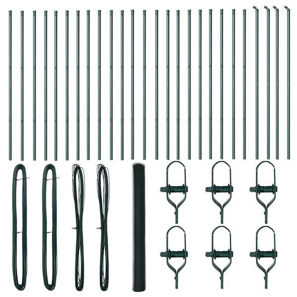 vidaXL Poste de Cerca Verde 50 x 1,6 m (malha de 25 mm) Aço e PVC