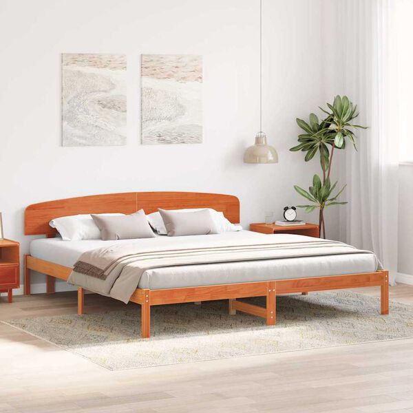 vidaXL Estrutura da Cama com cabeceira Marrom Cera 200 x 200 cm