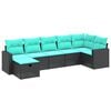 vidaXL 7 pcs conjunto de sof&aacute;s jardim c/ almofad&otilde;es vime PE castanho