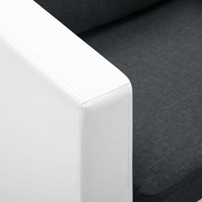 vidaXL Sofá de 2 lugares em couro artificial branco e cinzento escuro