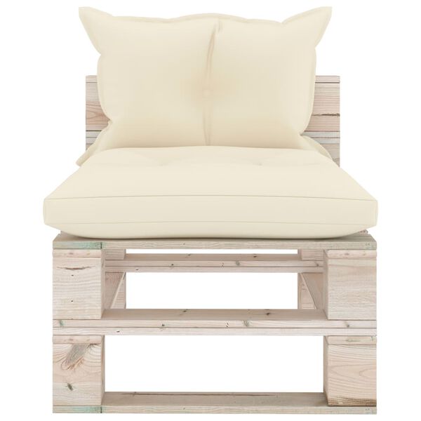 vidaXL Sof&aacute; de centro em paletes para jardim com almofad&otilde;es pinho