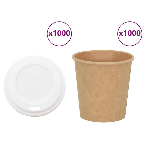 vidaXL Copos de caf&eacute; de papel com tampas 1000 pcs 4oz 100ml