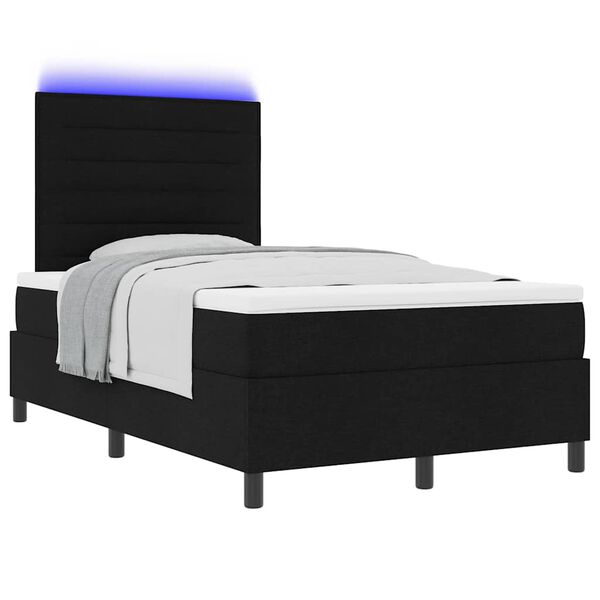 vidaXL Cama Box com colch&atilde;o com led Preto 120 x 200 cm tecido