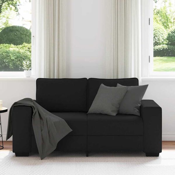 vidaXL Sof&aacute; de 2 lugares tecido 160x77x82 cm preto