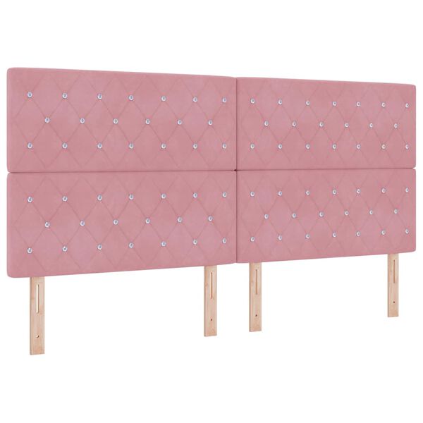 vidaXL Cama Box Spring LED com colch&atilde;o Rosa 200 x 200 cm Veludo