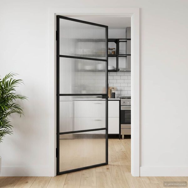 vidaXL Porta para Casa 102 x 201,5 x 3,5 cm Alum&iacute;nio e Vidro Temperado