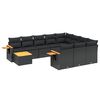 vidaXL 11 pcs conjunto sof&aacute;s de jardim c/ almofad&otilde;es vime PE preto