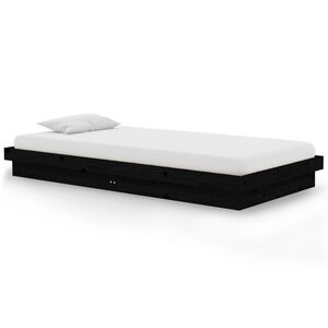 vidaXL Estrutura de cama 100x200 cm madeira maci&ccedil;a preto