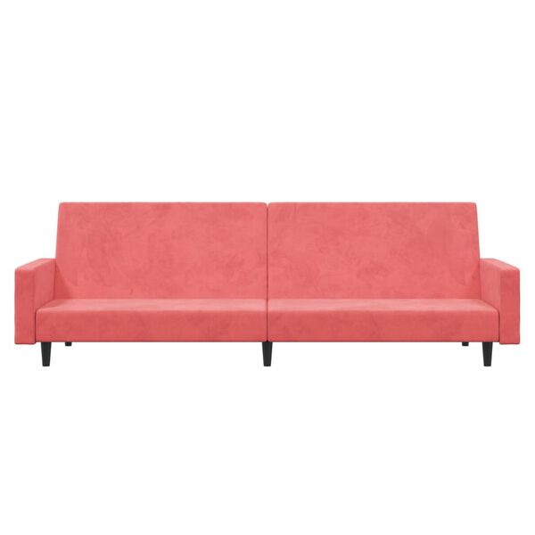 vidaXL Sof&aacute;-cama de 2 lugares veludo rosa