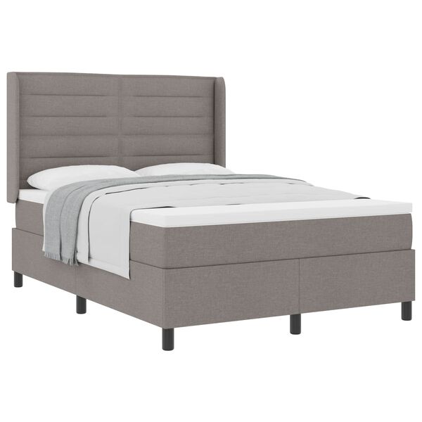 vidaXL Cama Box com colch&atilde;o Cinzento-acastanhado 200 x 140 cm tecido