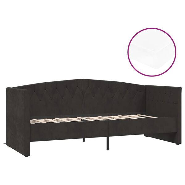 vidaXL Sof&aacute;-cama c/ colch&atilde;o e sa&iacute;da USB 90x200 cm veludo preto