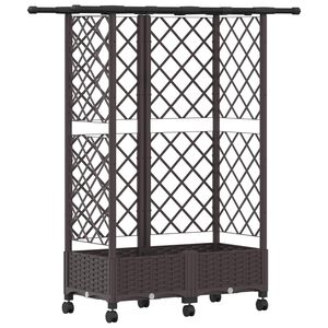 vidaXL Cama Elevada com Treli&ccedil;a e Telhado Castanho 124 x 40 x 127 cm