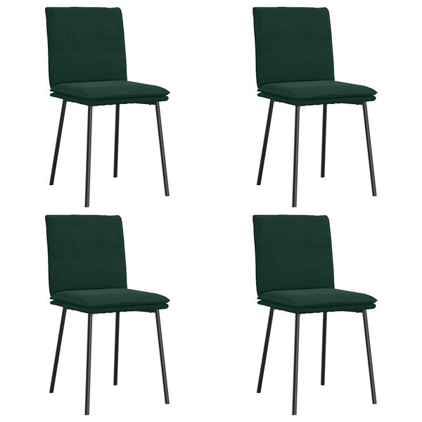 vidaXL Cadeiras de jantar 4 pcs veludo verde-escuro